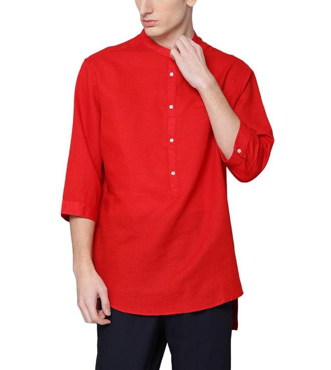 antony morato red slim fit shirt