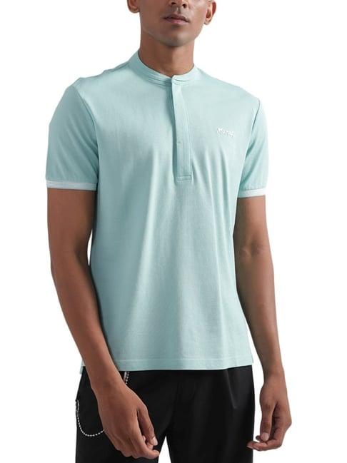 antony morato turquoise cotton regular fit t-shirt