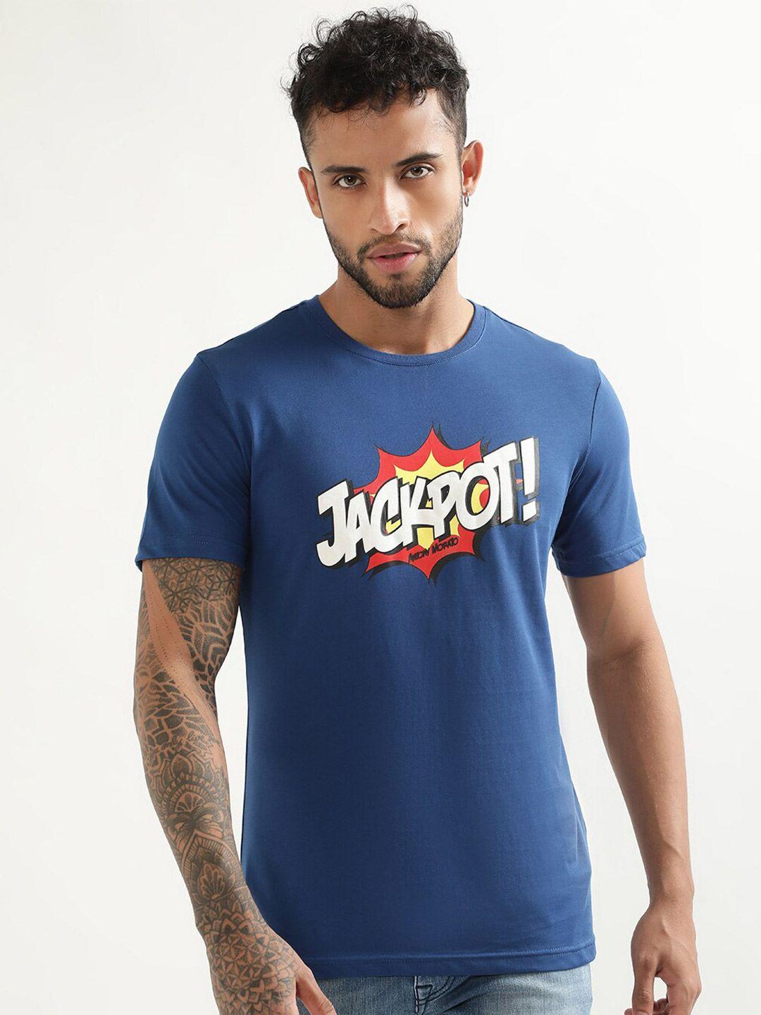 antony morato typography printed round neck slim fit cotton t-shirt