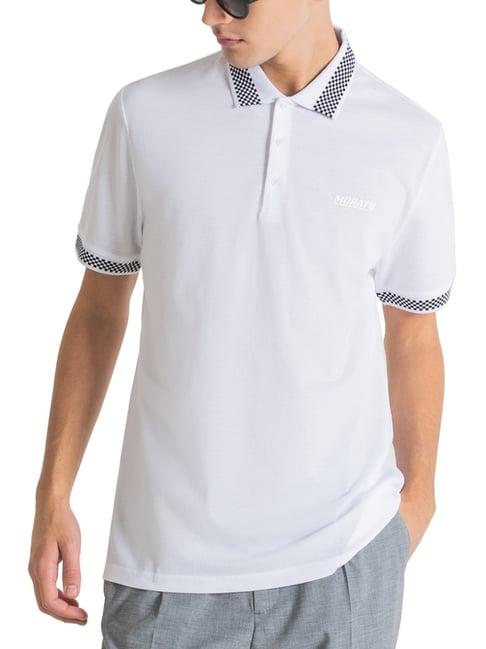 antony morato white cotton slim fit polo t-shirt