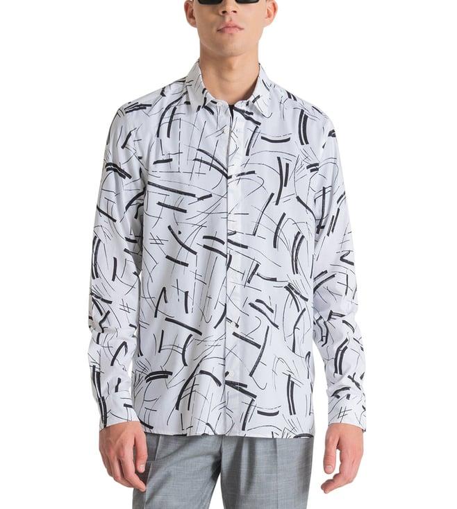 antony morato white printed regular fit shirt