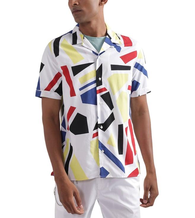 antony morato white printed regular fit shirt