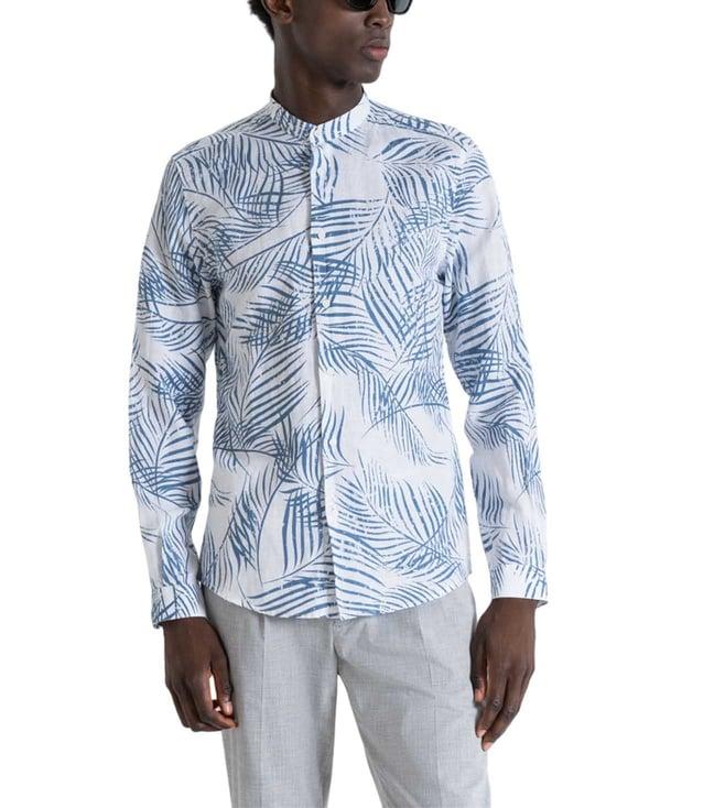 antony morato white printed slim fit shirt