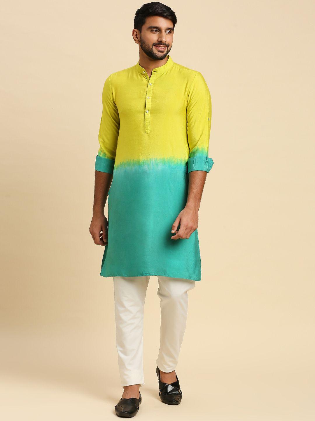 anubhutee colourblocked mandarin collar kurta