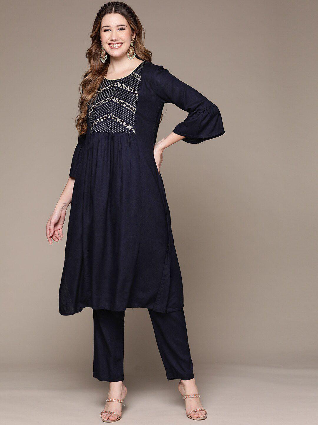 anubhutee embroidered kurta with trousers