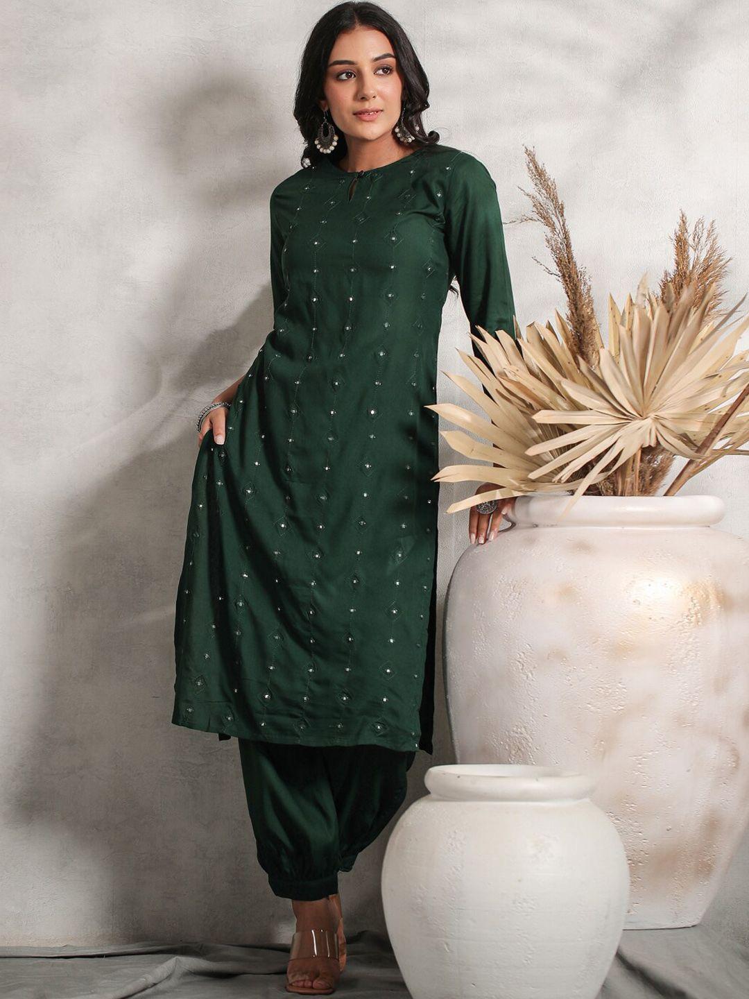 anubhutee ethnic motifs embellished mirror work straight kurta