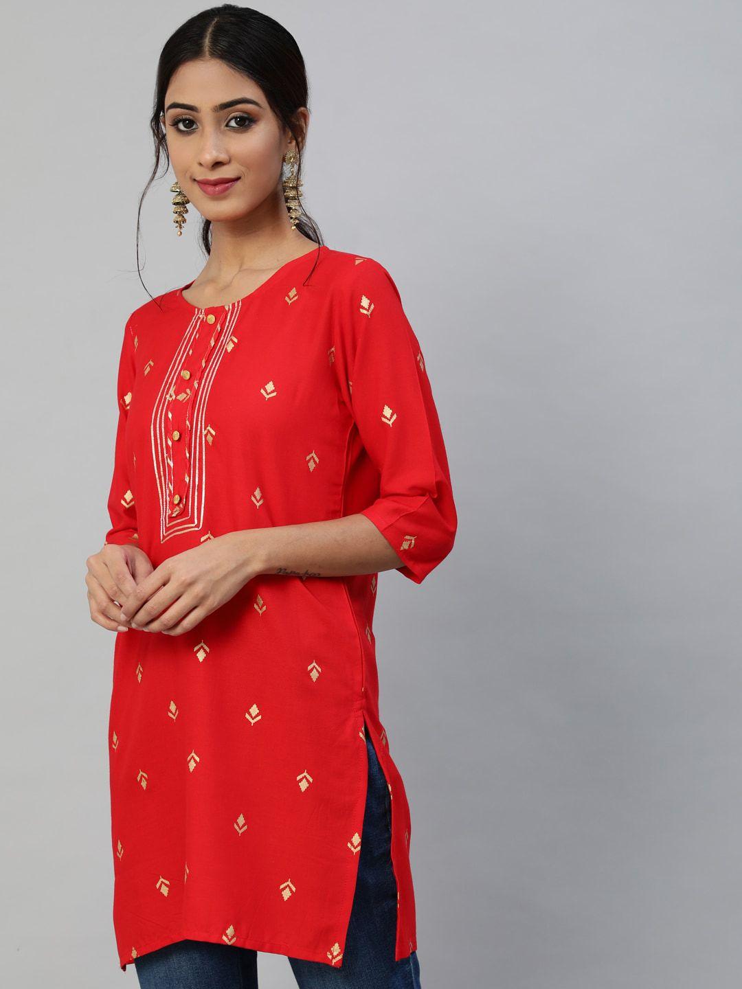 anubhutee ethnic motifs printed gotta patti kurti