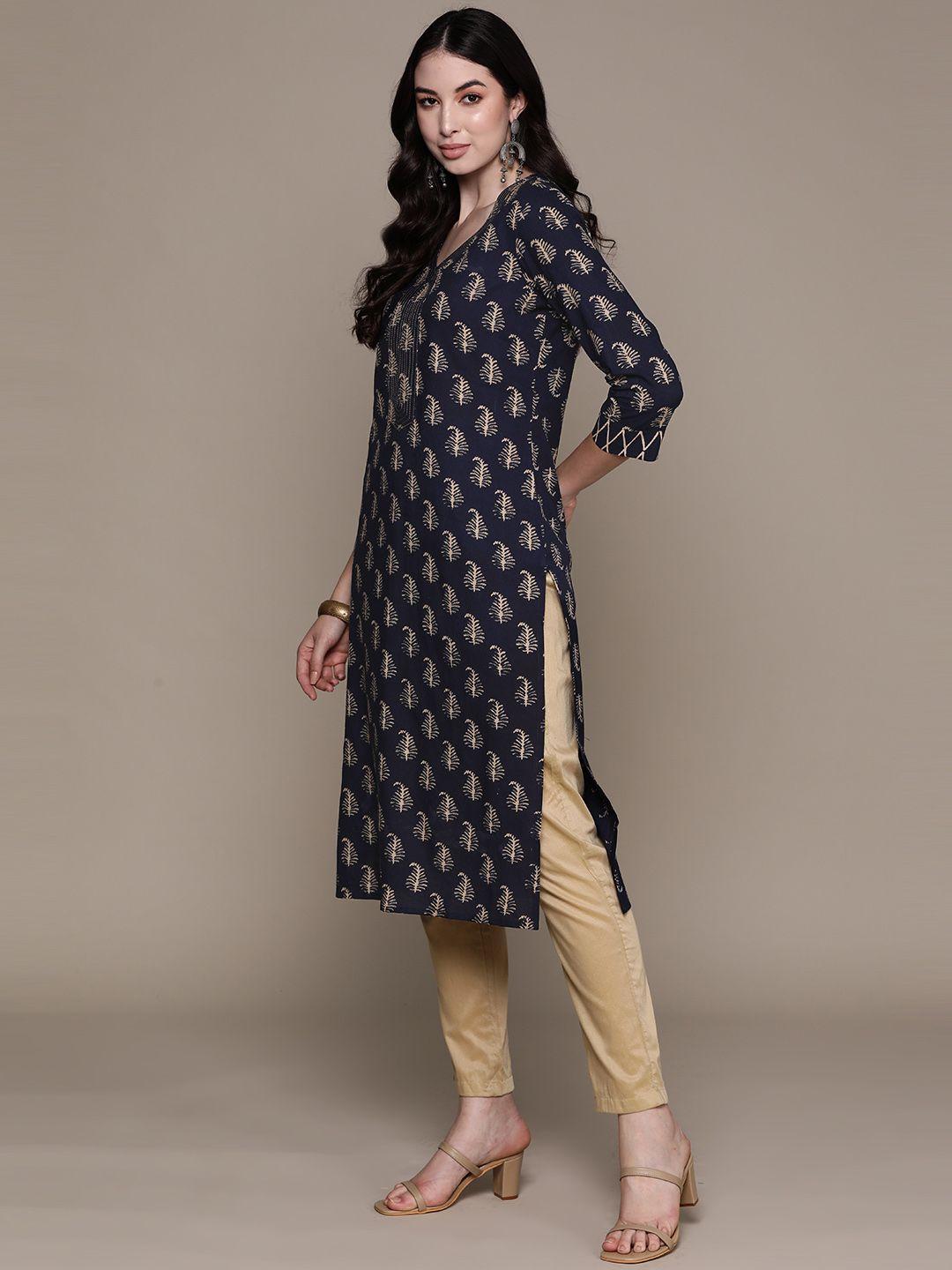 anubhutee ethnic motifs printed kantha work kurta