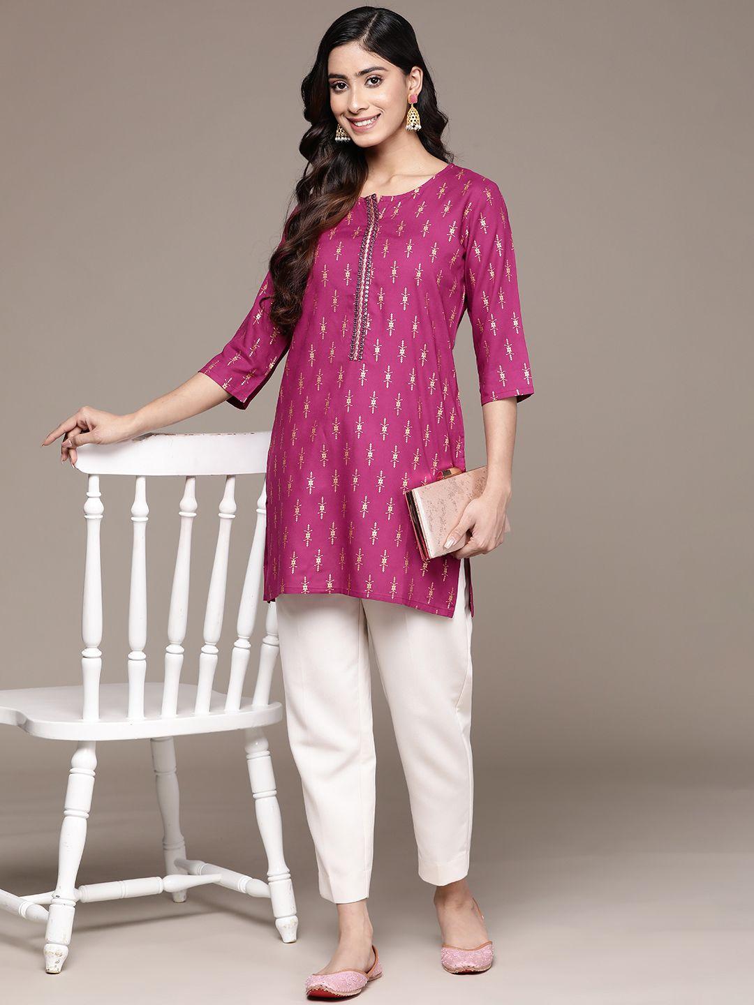 anubhutee ethnic motifs printed mirror work mirror work kurti