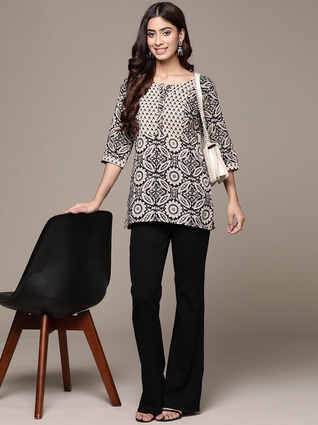 anubhutee ethnic motifs printed pure cotton kurti