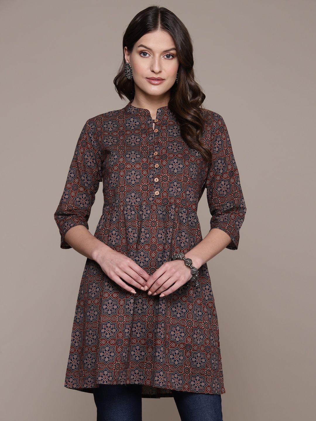 anubhutee ethnic motifs printed pure cotton kurti