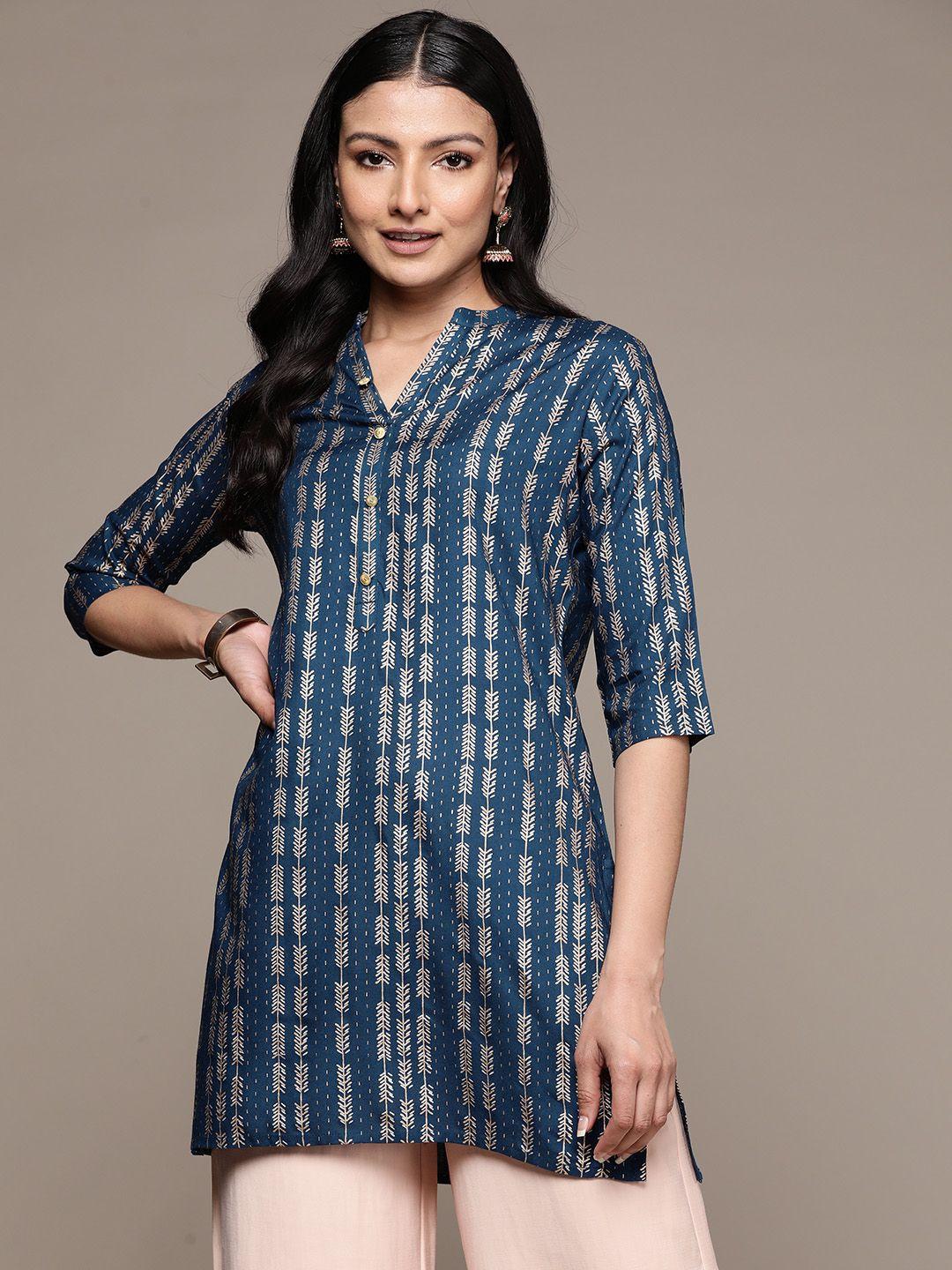 anubhutee floral foil printed kurti