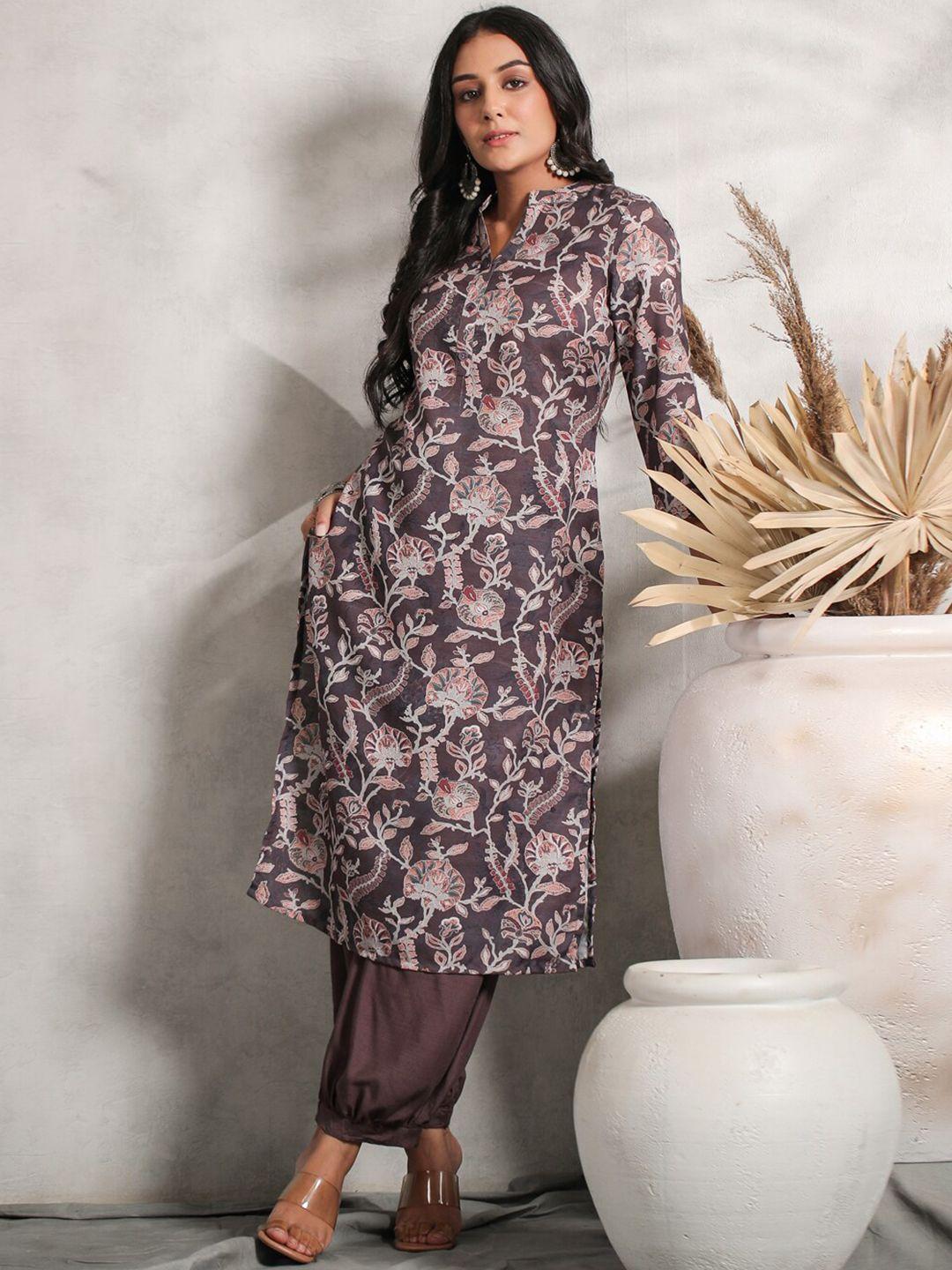 anubhutee floral printed mandarin collar kurta