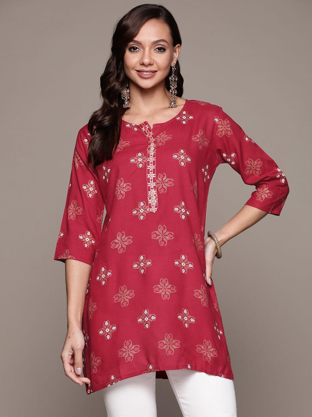 anubhutee fuchsia floral printed kurti