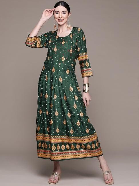 anubhutee green embellished maxi dress