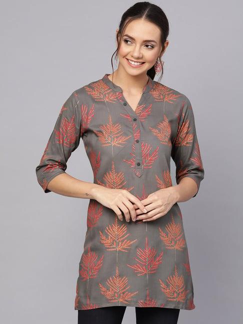 anubhutee grey printed straight kurti