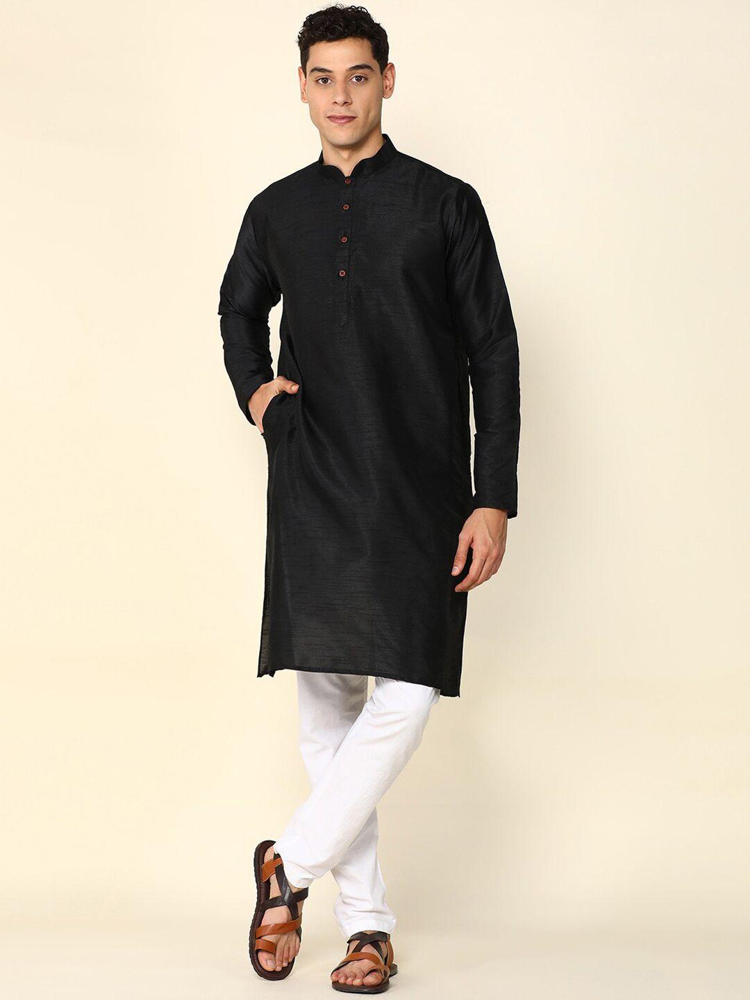 anubhutee mandarin collar straight kurta with pyjamas