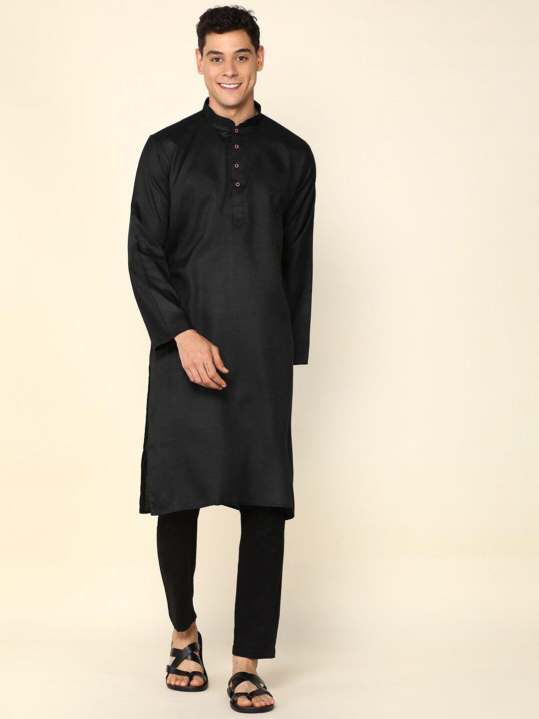 anubhutee mandarin collar straight kurta with pyjamas