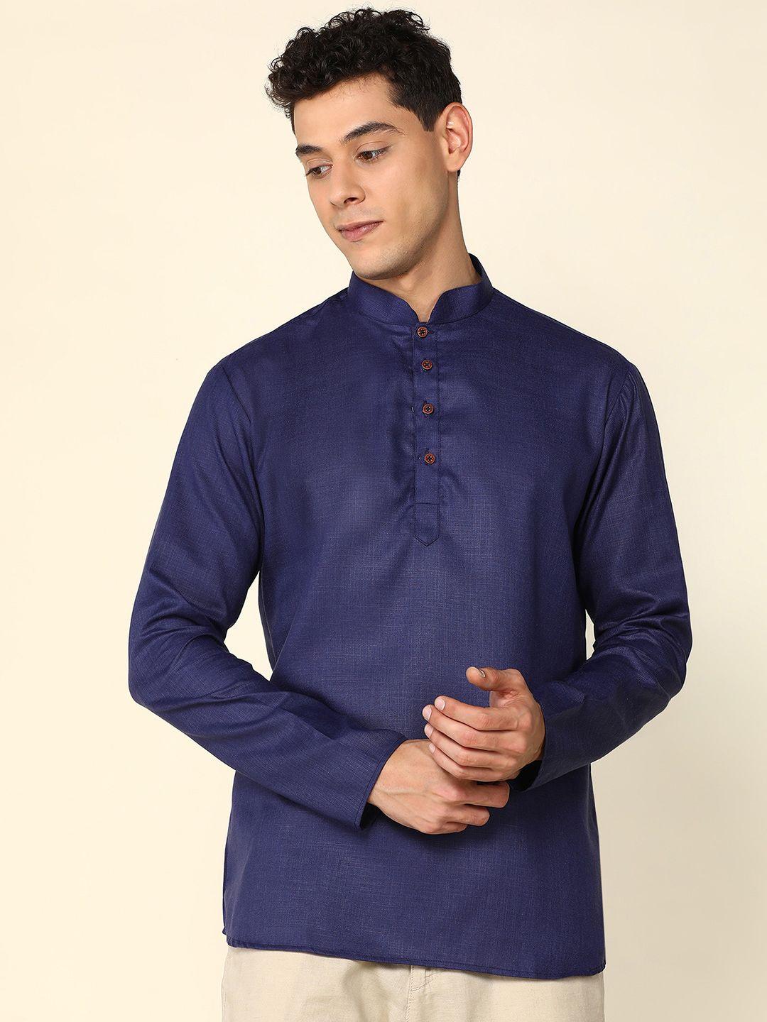 anubhutee men blue & gothic grape thread work kurta