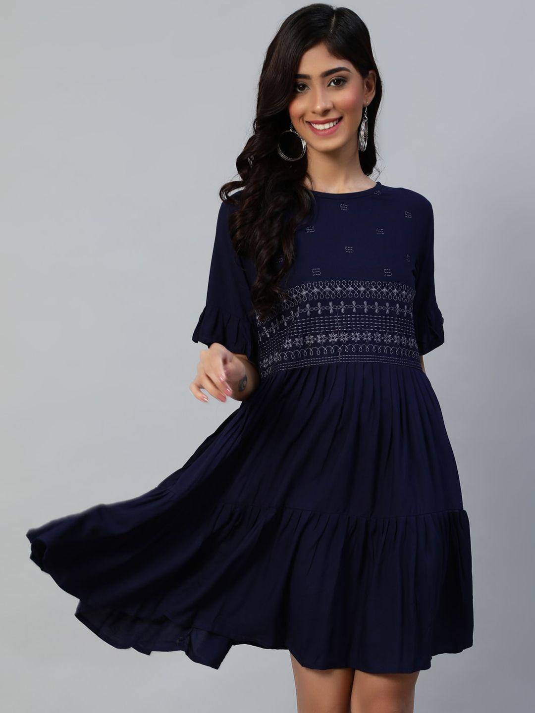 anubhutee navy blue  embroidered dress