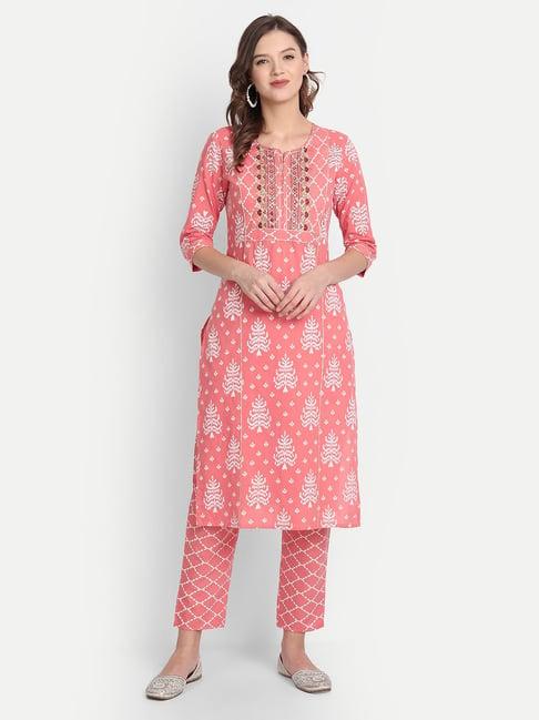 anubhutee pink embroidered kurta pant set