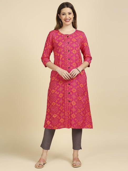 anubhutee pink printed a line kurta