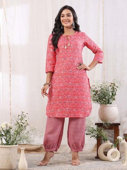 anubhutee pink printed kurta & salwar