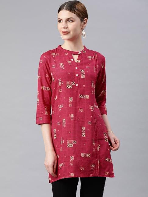 anubhutee pink printed straight kurti