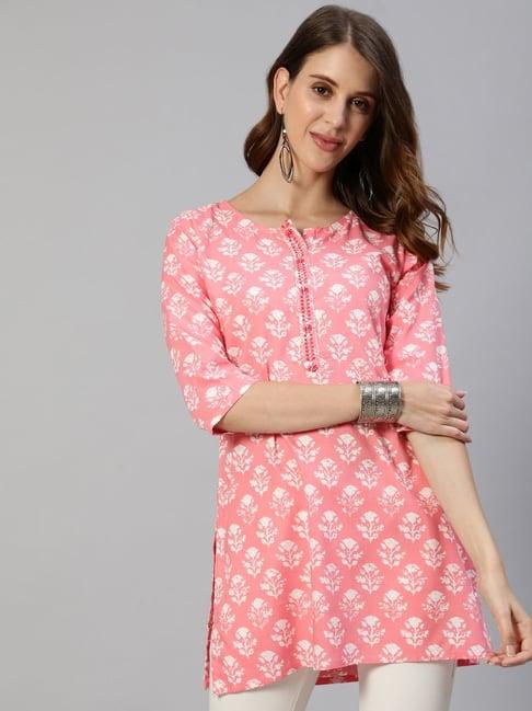 anubhutee pink printed straight kurti