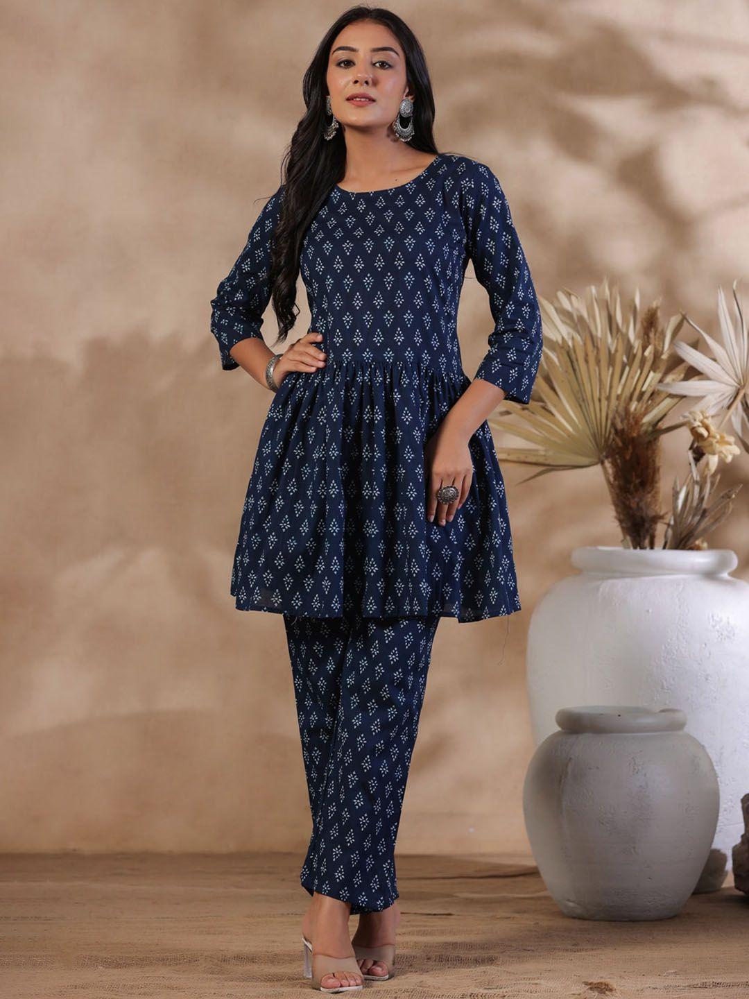anubhutee printed pure cotton tunic & trousers
