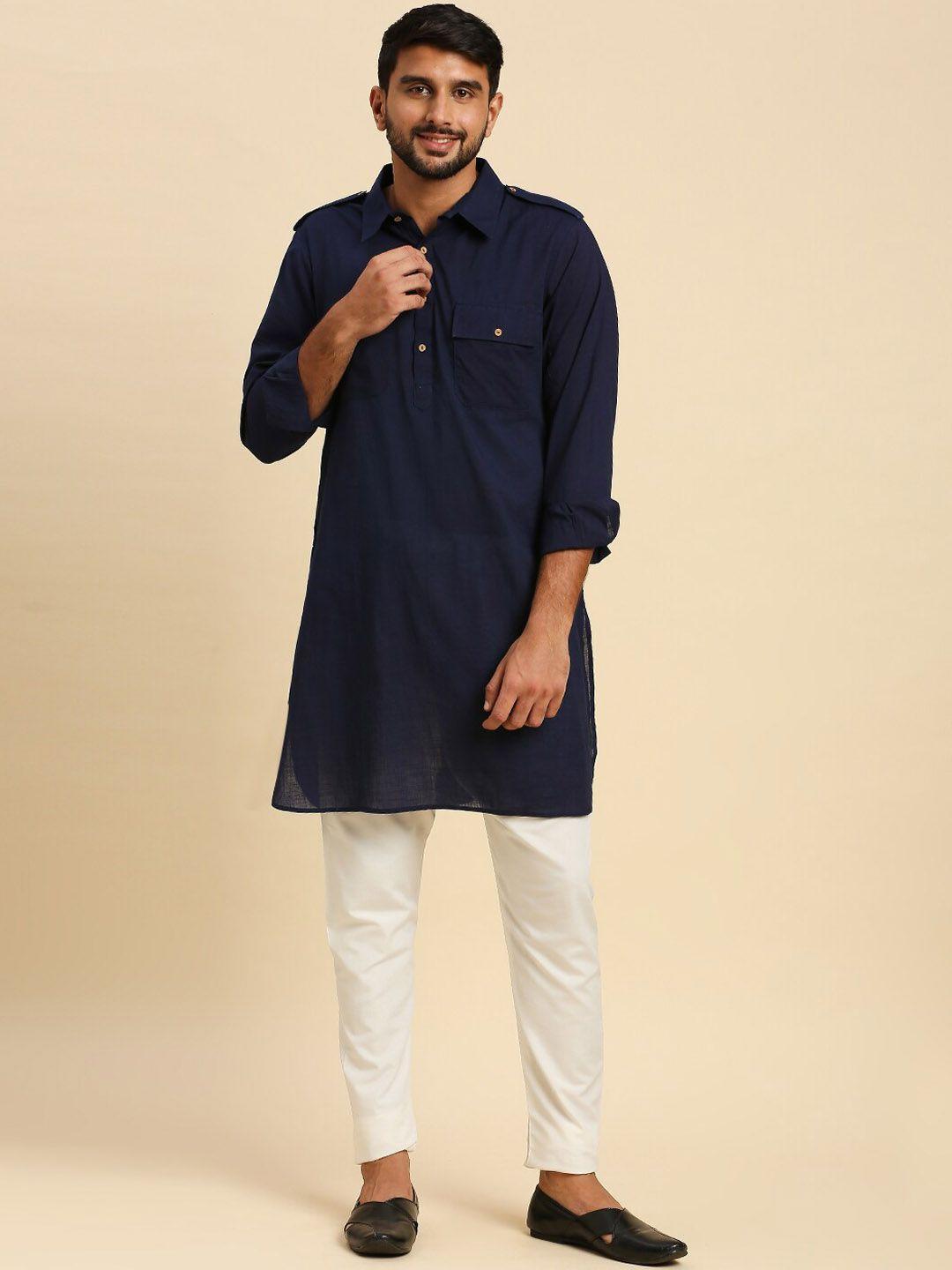 anubhutee shirt collar pure cotton pathani kurta