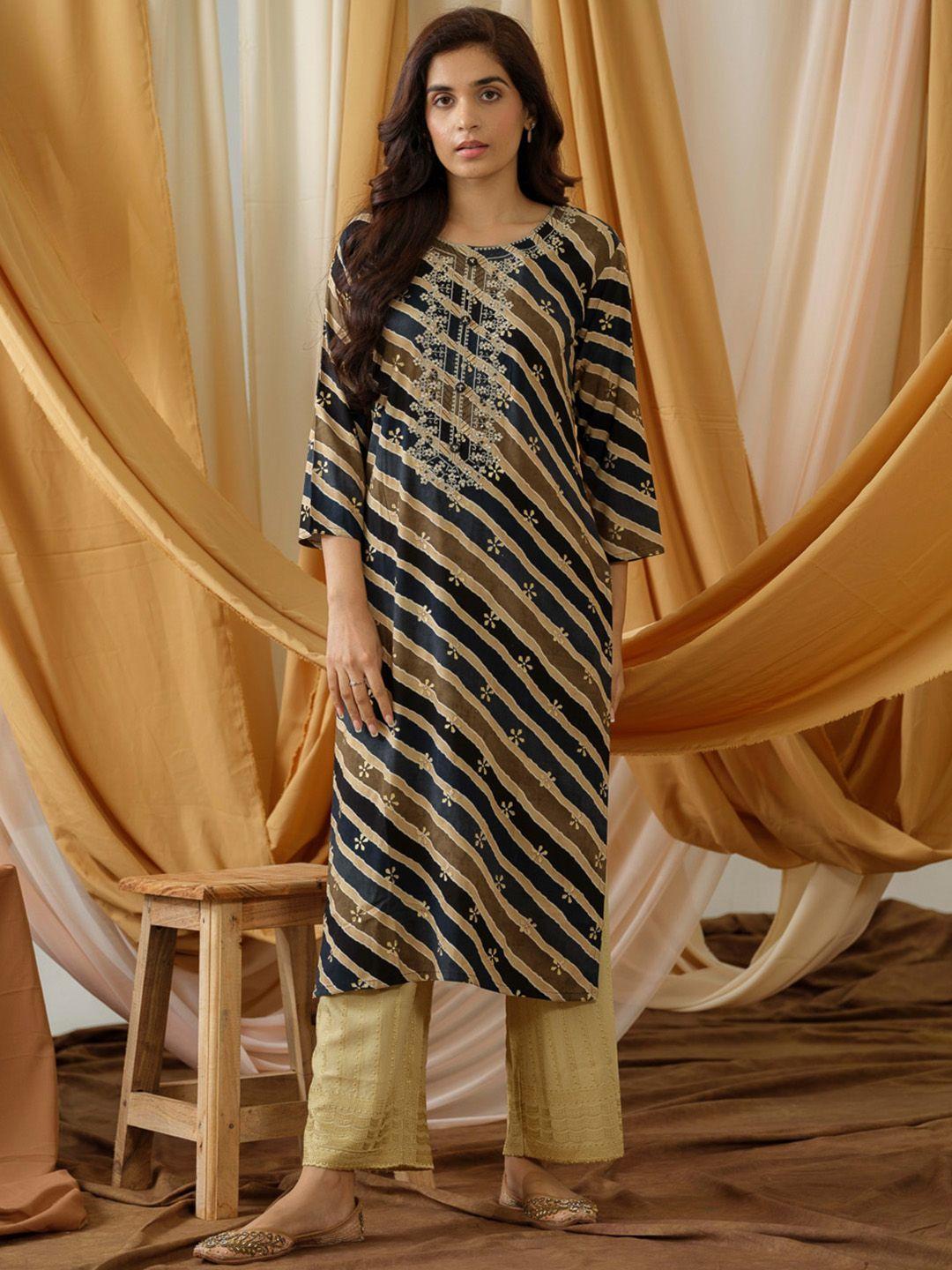 anubhutee striped round neck kurta