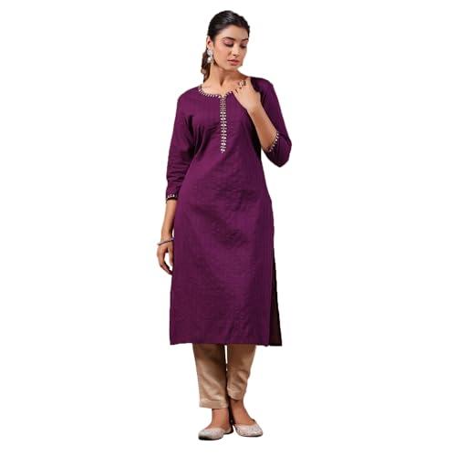 anubhutee women's cotton regular tunic shirt (abwkaaw23192_pl_purple