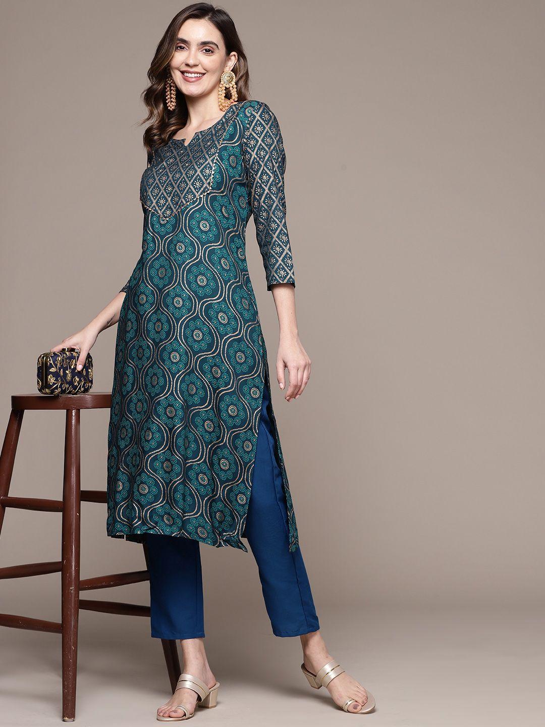 anubhutee women floral printed gotta patti kurta