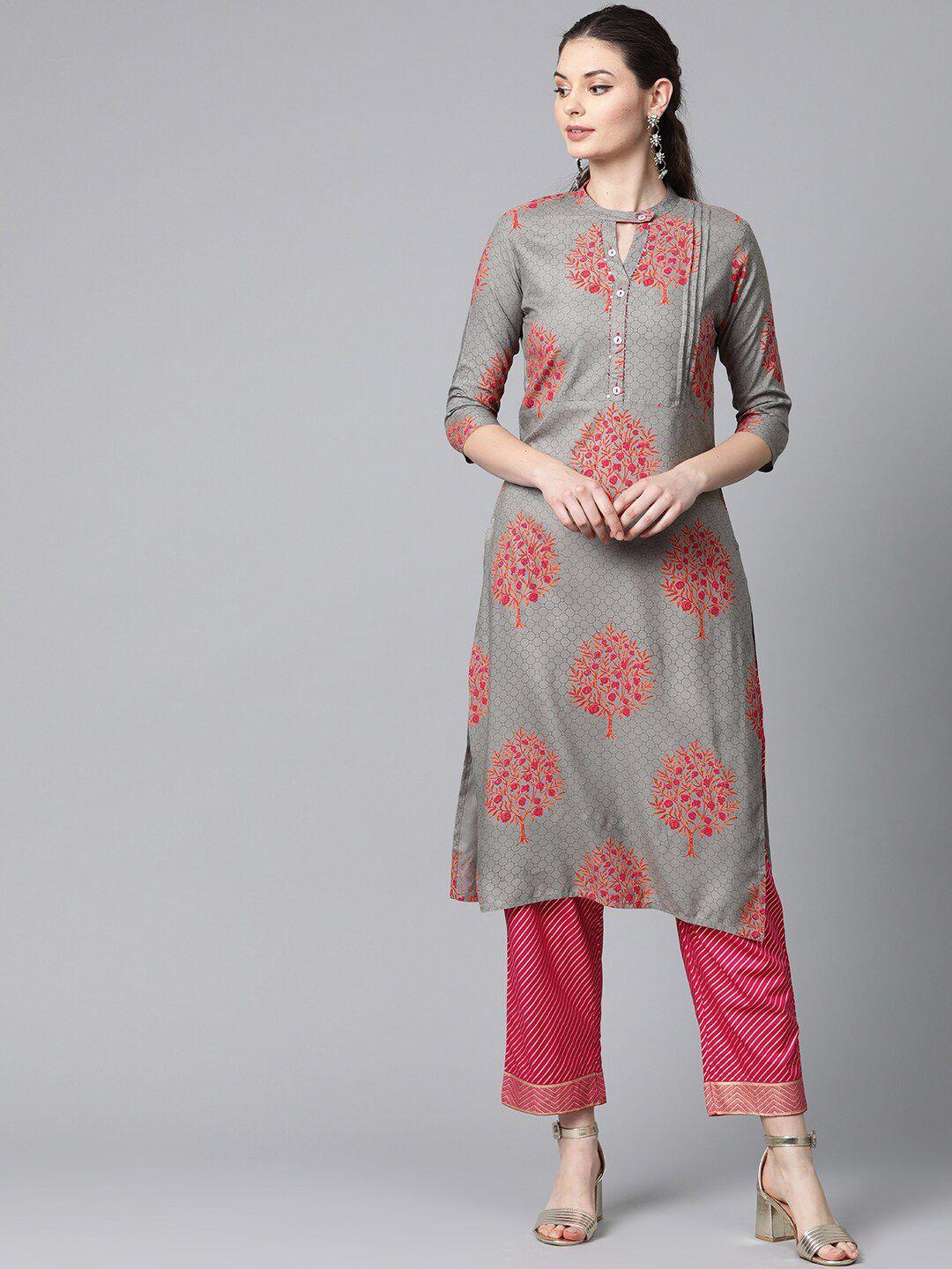 anubhutee women floral printed kurta with trousers