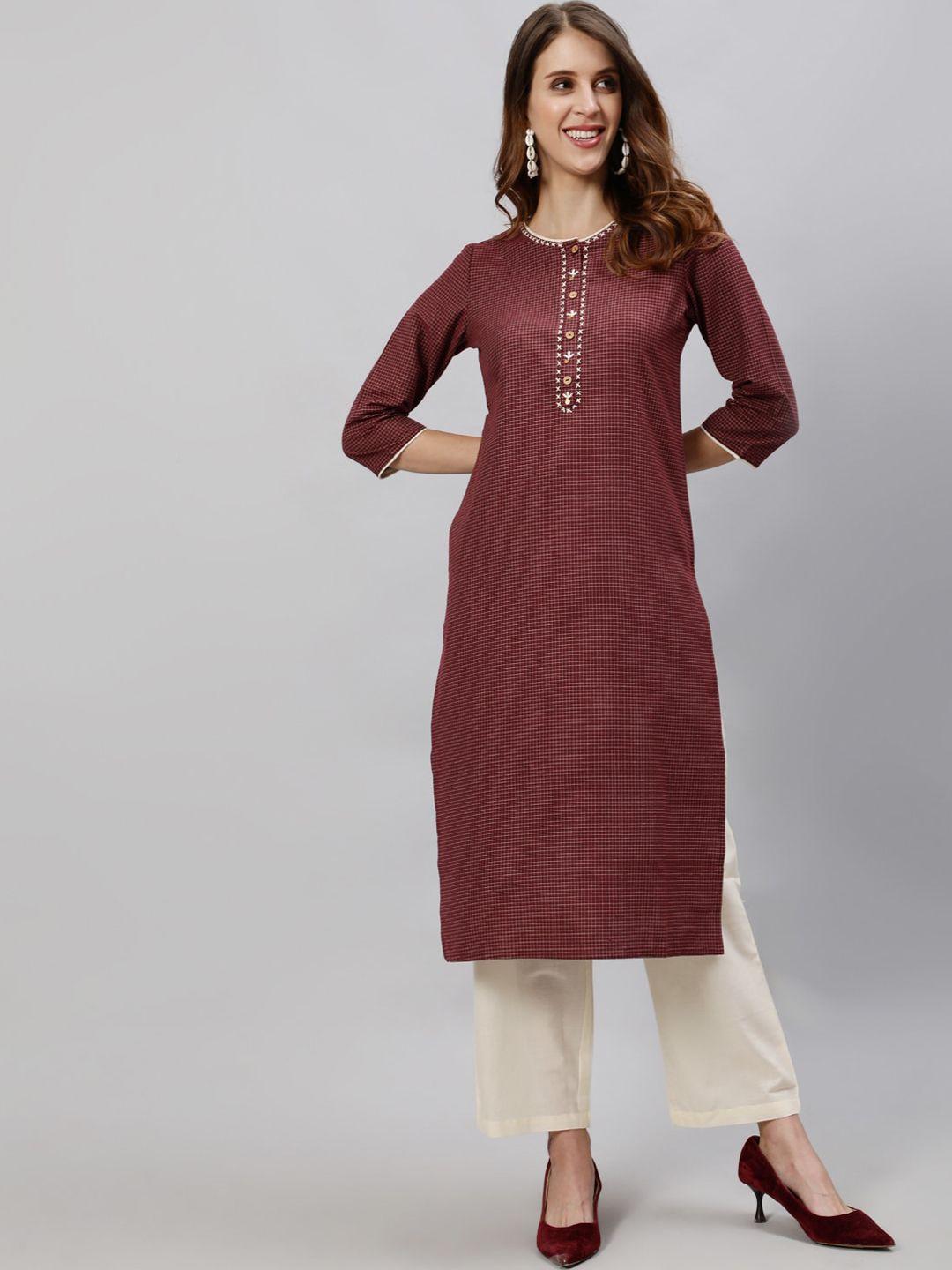 anubhutee women maroon regular kurta with trousers