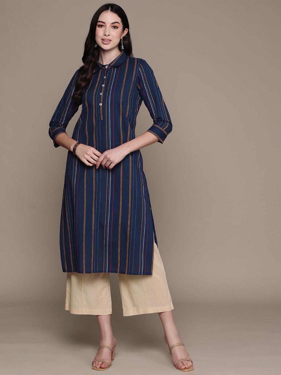 anubhutee women striped cotton kurta