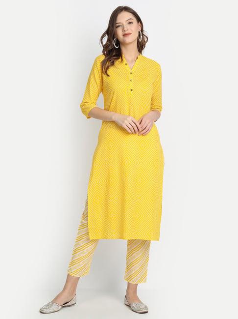 anubhutee yellow printed kurta pant set