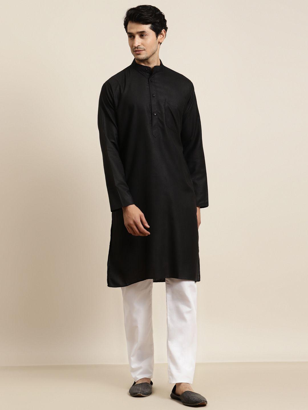 anug by sojanya men black kurta with pyjamas