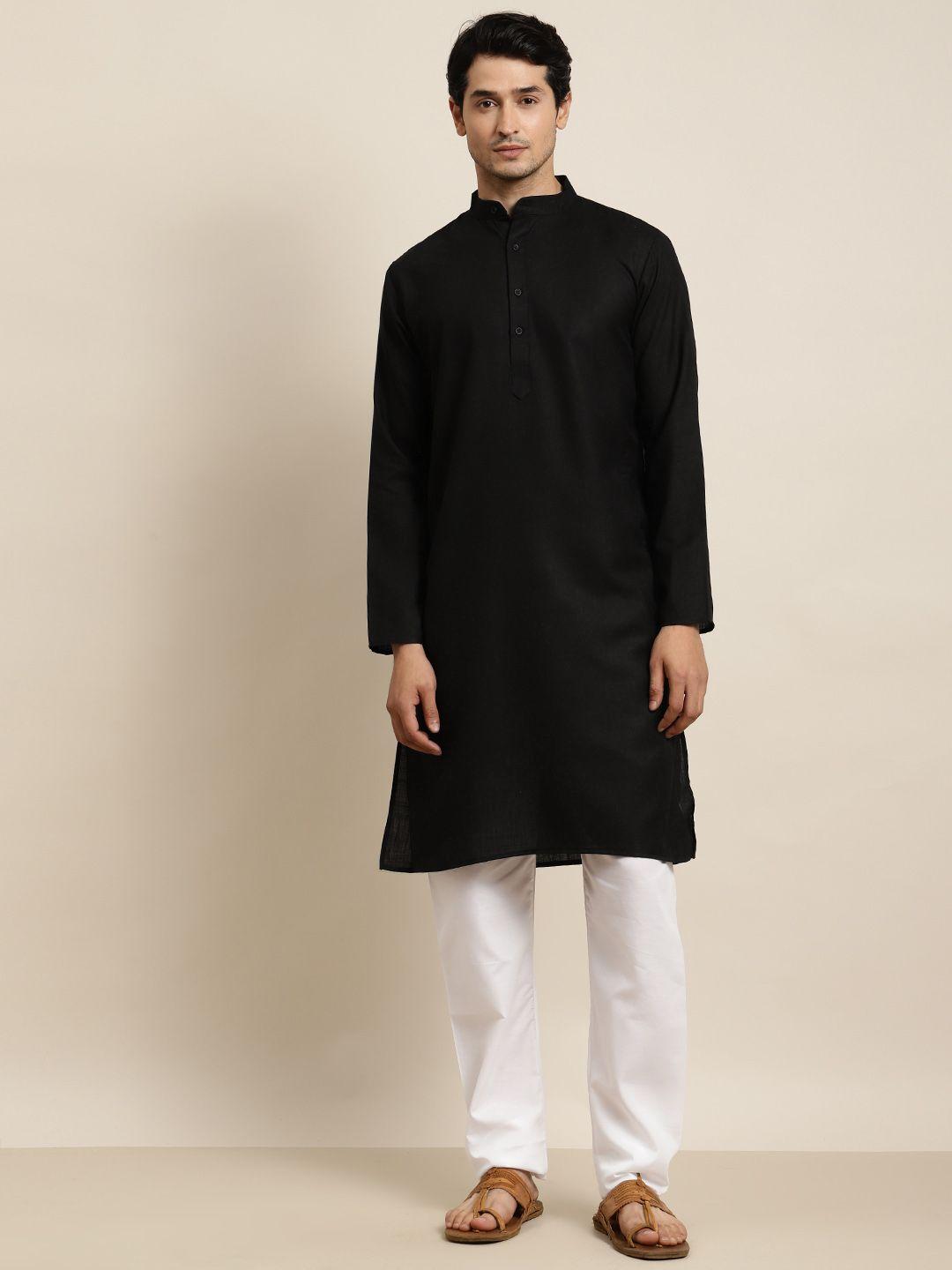 anug by sojanya men black kurta with pyjamas