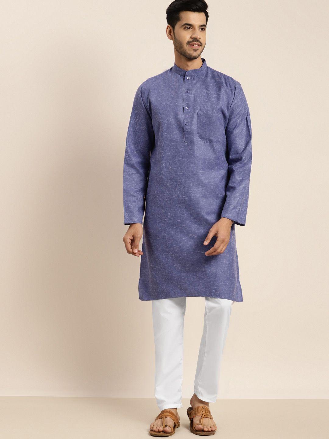 anug by sojanya men blue kurta with churidar