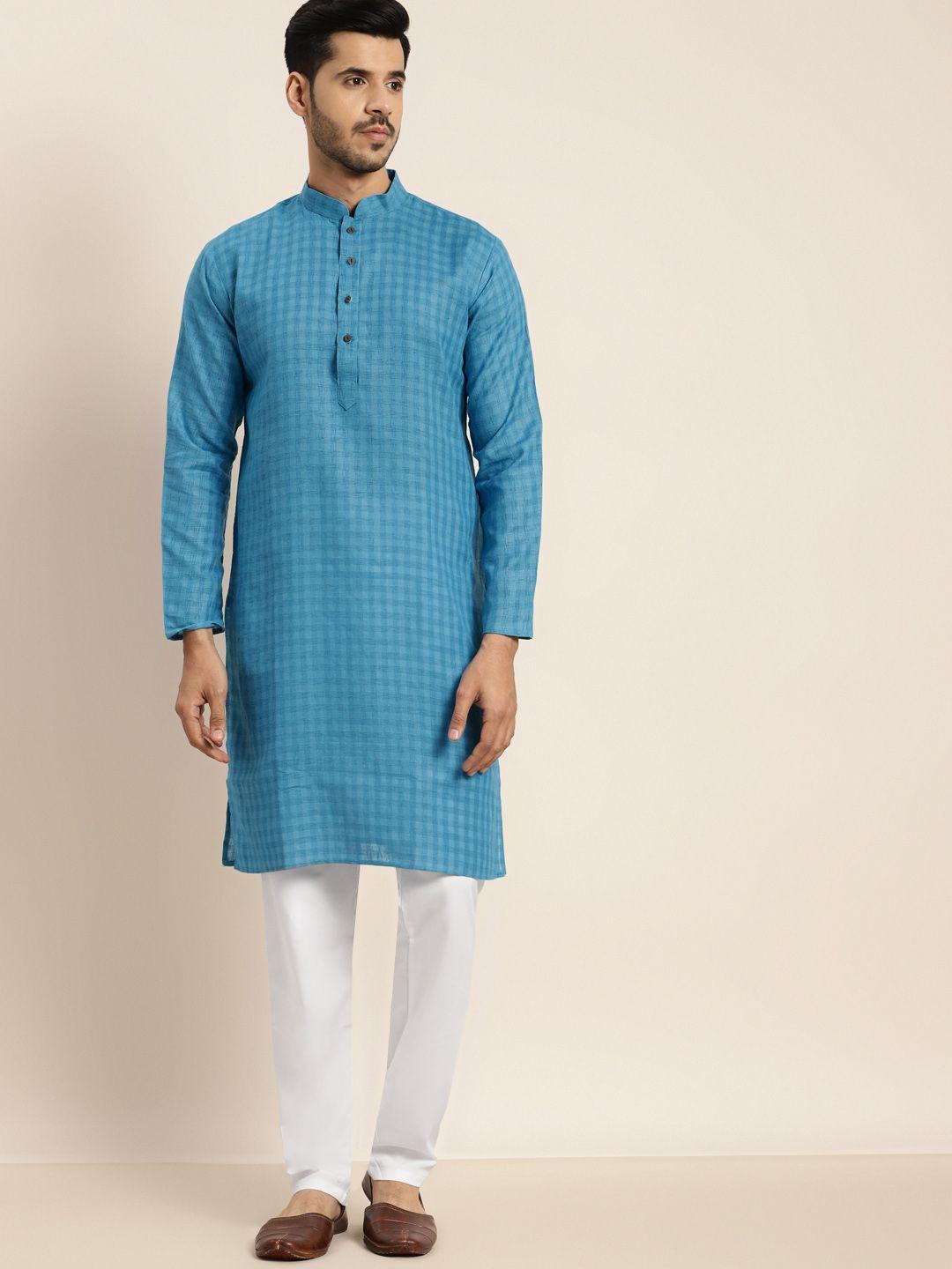 anug by sojanya men blue kurta with churidar