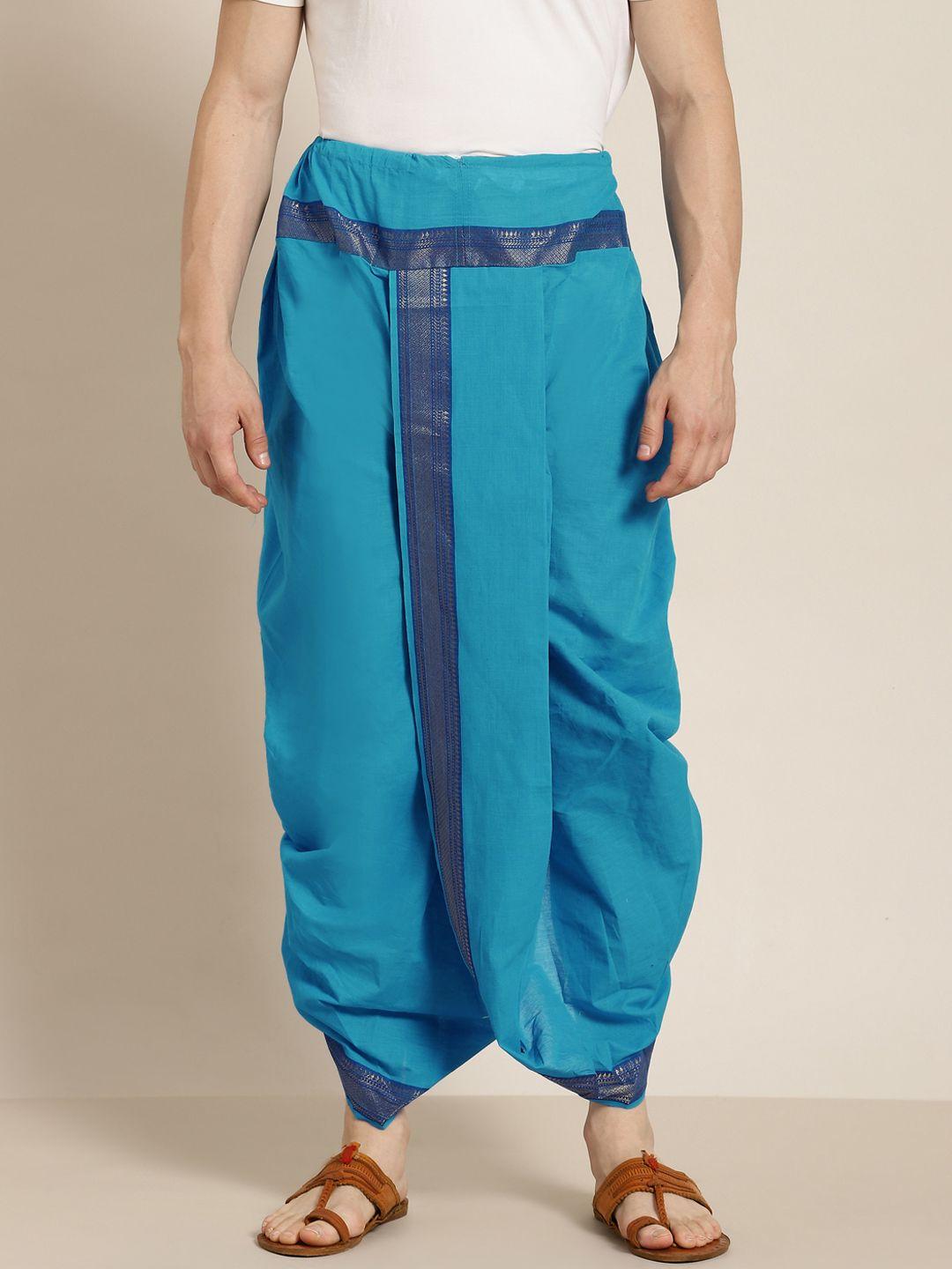 anug by sojanya men blue solid cotton dhoti pants