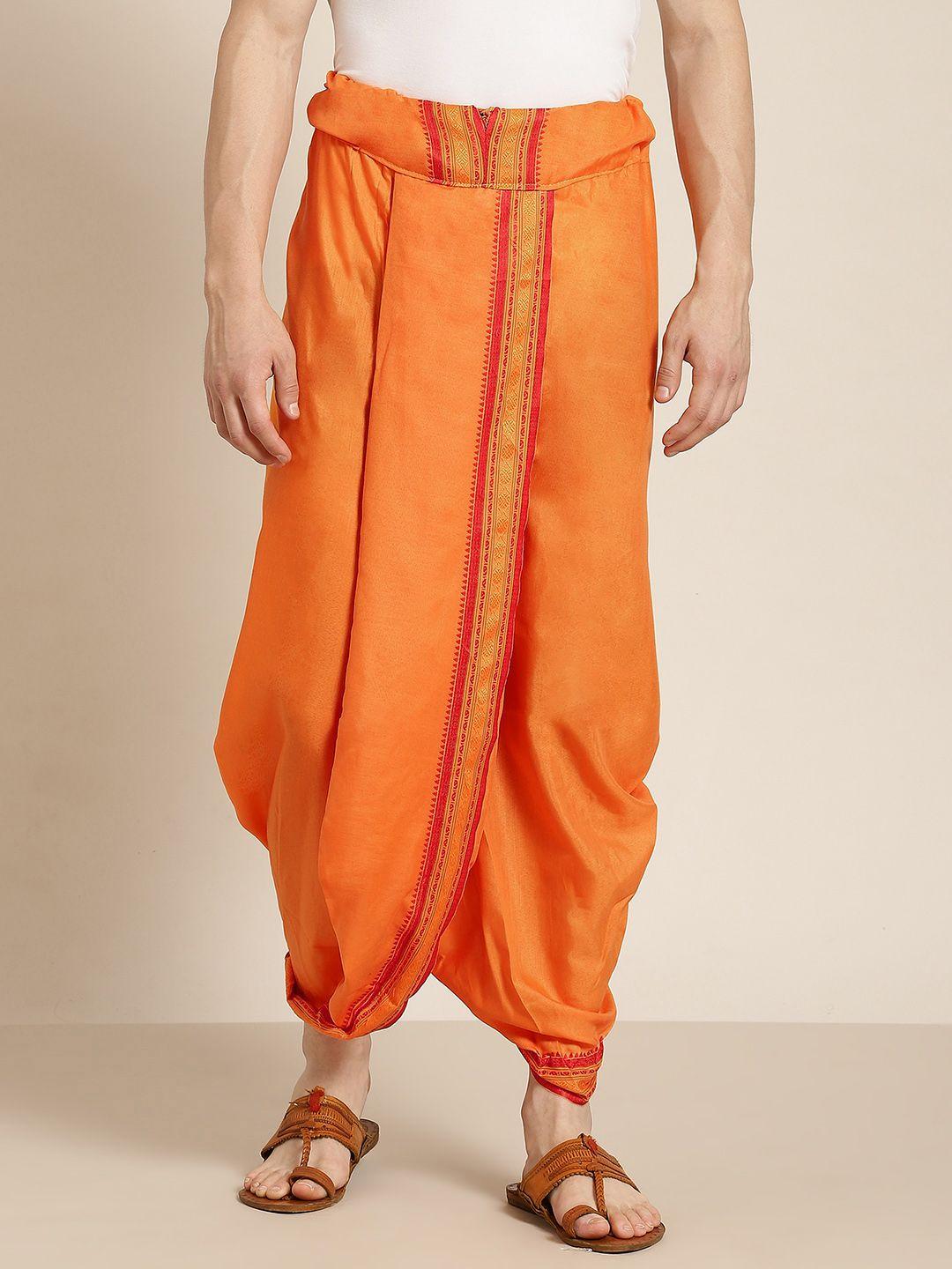 anug by sojanya men orange solid dhoti pants