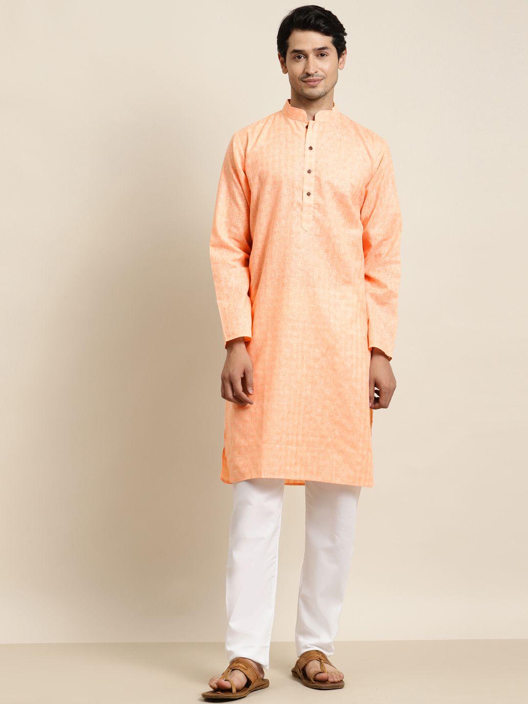anug by sojanya men peach-coloured kurta with pyjamas