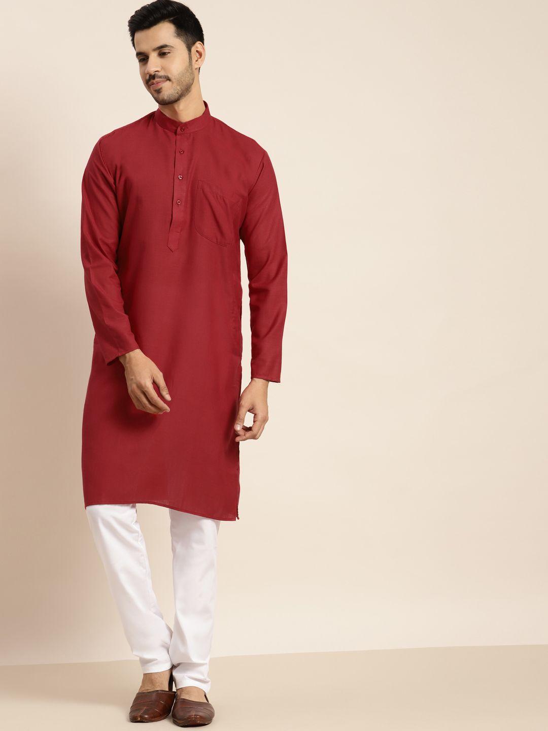 anug by sojanya men red kurta with churidar