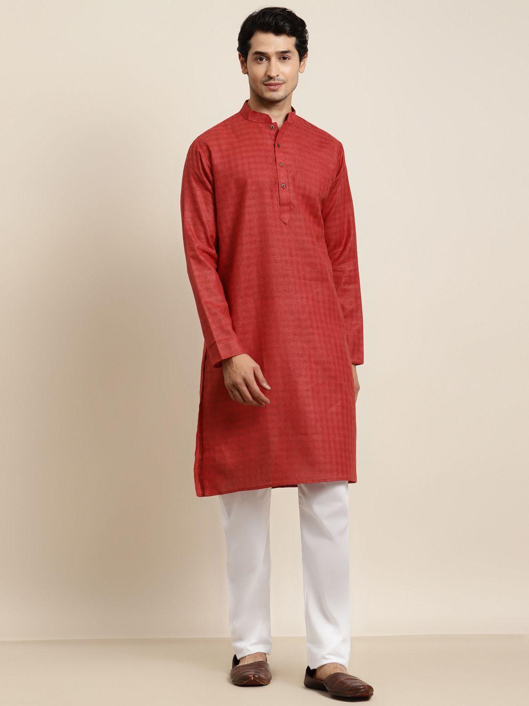 anug by sojanya men red kurta with pyjamas