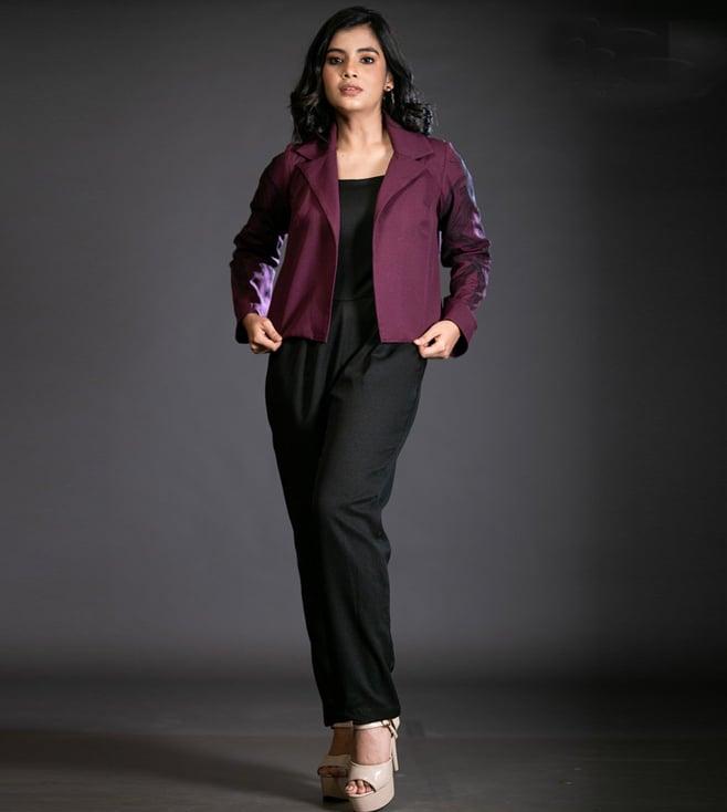 anuja banthia black & wine femme fatale jumpsuit with jacket