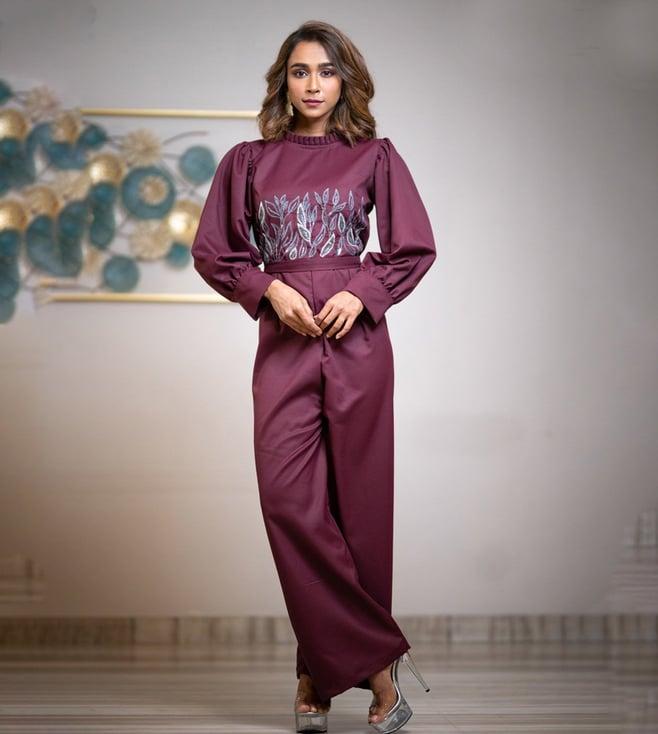 anuja banthia wine florescence jumpsuit