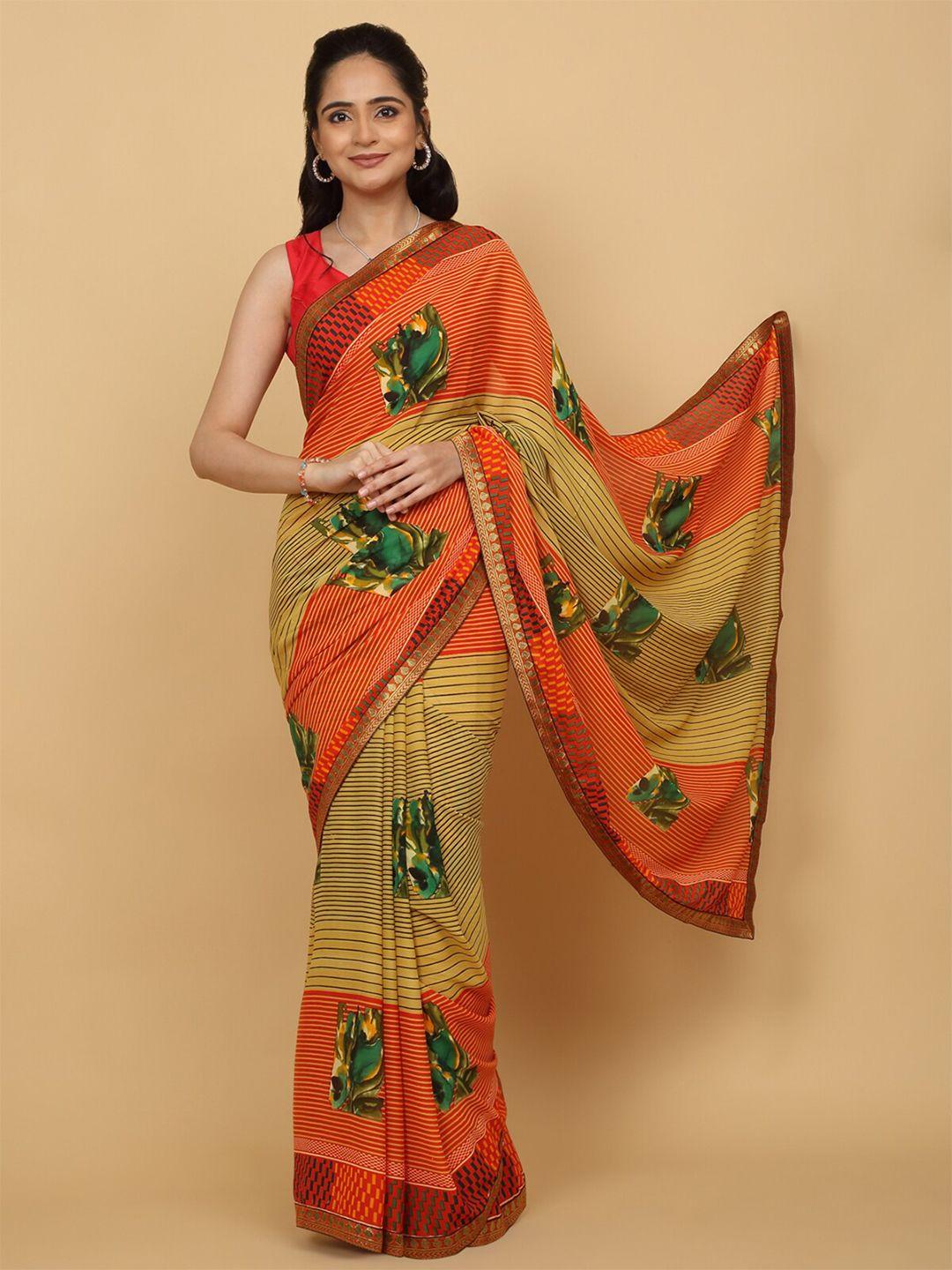 anuradha sarees floral printed zari saree